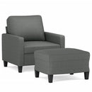 sofastol med fodskammel 60 cm stof Mørkegrå