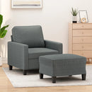 sofastol med fodskammel 60 cm stof Mørkegrå