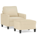 sofastol med fodskammel 60 cm Stof cremefarvet