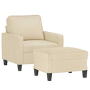 sofastol med fodskammel 60 cm Stof cremefarvet