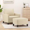 sofastol med fodskammel 60 cm Stof cremefarvet
