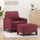 sofastol med fodskammel 60 cm stof vinrød