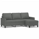 3-personers sofa med fodskammel 180 cm stof Mørkegrå
