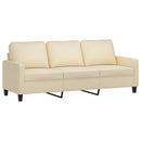 3-personers sofa med fodskammel 180 cm stof Cremefarvet