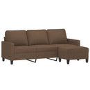 3-personers sofa med fodskammel 180 cm stof Brun