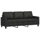 3-personers sofa med fodskammel 180 cm sort