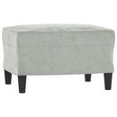 sofastol med fodskammel 60 cm velour lysegrå