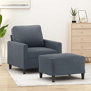 sofastol med fodskammel 60 cm velour mørkegrå