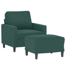 sofastol med fodskammel 60 cm velour mørkegrøn