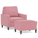 sofastol med fodskammel 60 cm velour lyserød