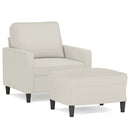 sofastol med fodskammel 60 cm velour cremefarvet