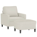 sofastol med fodskammel 60 cm velour cremefarvet