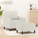 sofastol med fodskammel 60 cm velour cremefarvet