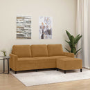 3-personers sofa med fodskammel 180 cm velour brun