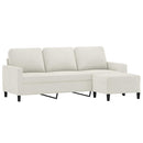 3-personers sofa med fodskammel 180 cm velour cremefarvet