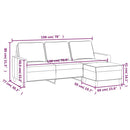 3-personers sofa med fodskammel 180 cm velour blå