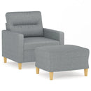 sofastol med fodskammel 60 cm stof lysegrå