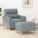 sofastol med fodskammel 60 cm stof lysegrå