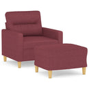 sofastol med fodskammel 60 cm stof vinrød