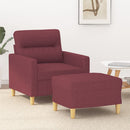 sofastol med fodskammel 60 cm stof vinrød