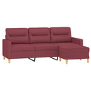 3-personers sofa med fodskammel 180 cm stof Vinrød