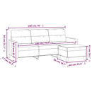 3-personers sofa med fodskammel 180 cm stof Gråbrun