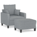 sofastol med fodskammel 60 cm stof lysegrå