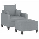 sofastol med fodskammel 60 cm stof lysegrå