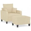 sofastol med fodskammel 60 cm Stof cremefarvet