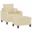 sofastol med fodskammel 60 cm Stof cremefarvet