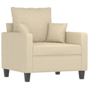 sofastol med fodskammel 60 cm Stof cremefarvet
