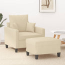 sofastol med fodskammel 60 cm Stof cremefarvet