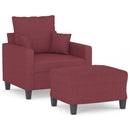 sofastol med fodskammel 60 cm stof vinrød