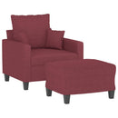 sofastol med fodskammel 60 cm stof vinrød