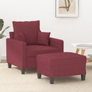 sofastol med fodskammel 60 cm stof vinrød