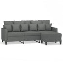 3-personers sofa med fodskammel 180 cm stof Mørkegrå