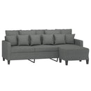 3-personers sofa med fodskammel 180 cm stof Mørkegrå