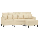 3-personers sofa med fodskammel 180 cm stof Cremefarvet