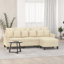 3-personers sofa med fodskammel 180 cm stof Cremefarvet