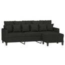 3-personers sofa med fodskammel 180 cm sort