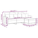 3-personers sofa med fodskammel 180 cm sort
