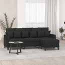 3-personers sofa med fodskammel 180 cm sort