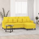 3-personers sofa med fodskammel 180 cm stof lysegul