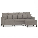 3-personers sofa med fodskammel 180 cm stof Gråbrun