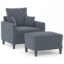 sofastol med fodskammel 60 cm velour mørkegrå