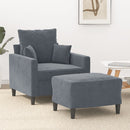 sofastol med fodskammel 60 cm velour mørkegrå