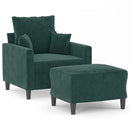 sofastol med fodskammel 60 cm velour mørkegrøn