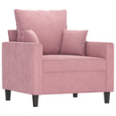 sofastol med fodskammel 60 cm velour lyserød