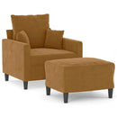 sofastol med fodskammel 60 cm velour brun
