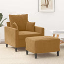 sofastol med fodskammel 60 cm velour brun